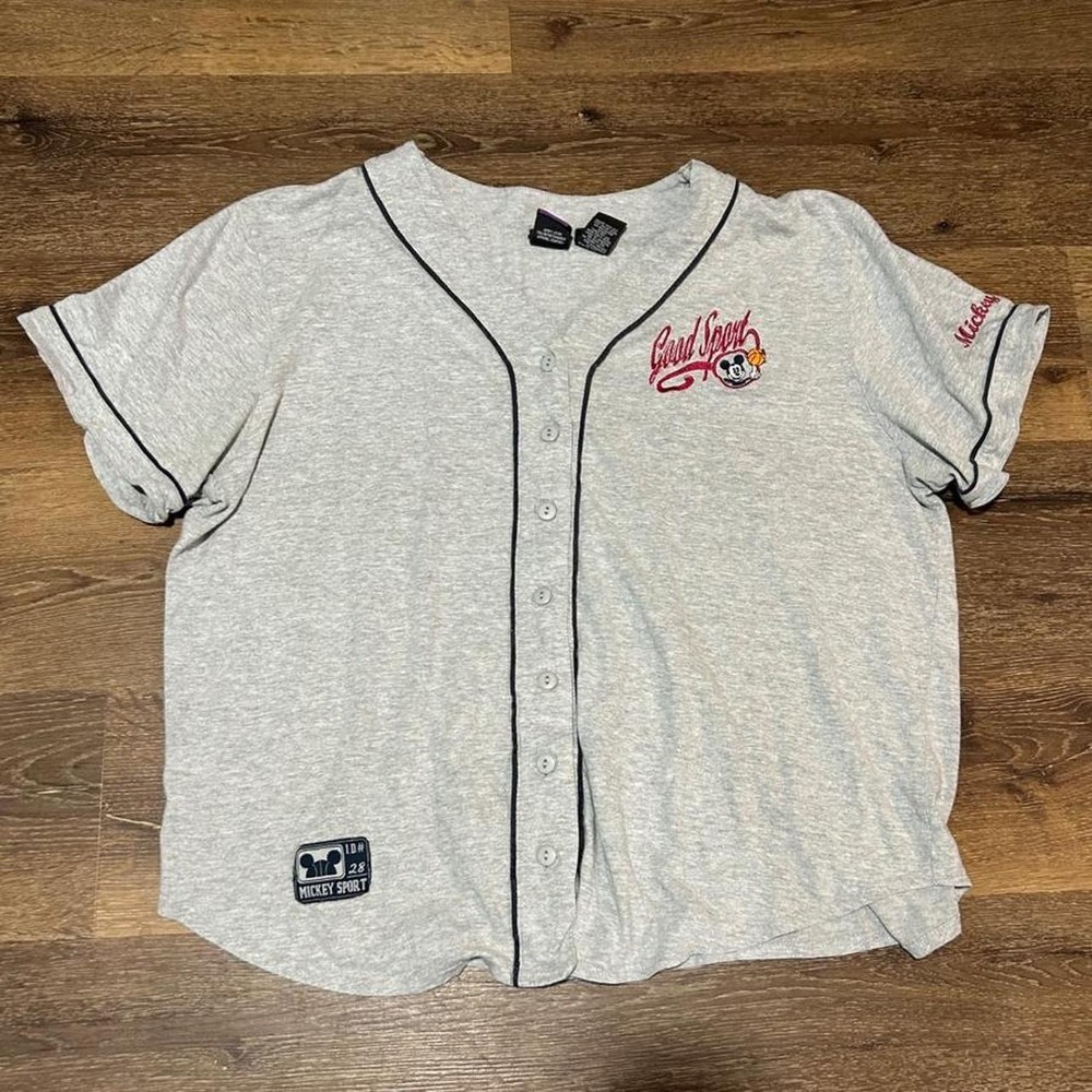 Disney Mickey Unlimited Sport Gray Baseball Jersey Shirt Top Plus Size 18W 20W